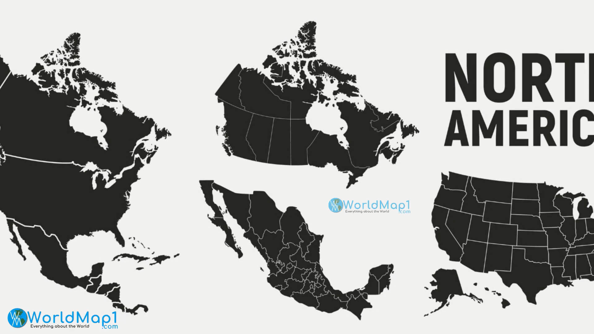North America Black Blank Map